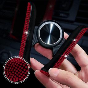 img 3 attached to 📱 Red Bling Car Phone Mount: Mini Dash Air Vent Auto Holder for Women and Girls - Adjustable & Stable Triangle Support, Crystal Stand Phone Holder Accessory