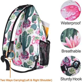 img 1 attached to MOSISO Sling Backpack For Travel And Hiking, Patterned Rope Crossbody Shoulder Bag With Cactus Design