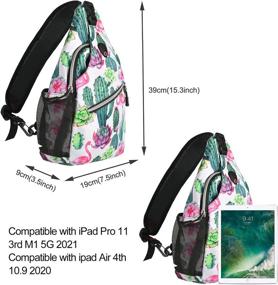 img 2 attached to MOSISO Sling Backpack For Travel And Hiking, Patterned Rope Crossbody Shoulder Bag With Cactus Design