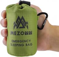 mezonn emergency sleeping bag survival bivy sack использование в качестве аварийного одеяла легкое снаряжение для выживания для походов на открытом воздухе кемпинг согреться после землетрясений, ураганов и других стихийных бедствий логотип