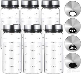 img 4 attached to 🌶️ Set of 6 Kingrol Glass Spice Jars - 7 oz Salt and Pepper Shakers with customizable flow rate for Seasonings, Herbs, Powders, Glitters