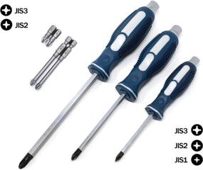 img 3 attached to 🔧 RW 0059-005/006 JIS Driver Set: 7-Piece JIS Screwdriver and Impact Bit Kit (Includes #1, 2, 3 Screwdrivers and #2, 3, Short & Long Impact Bits)