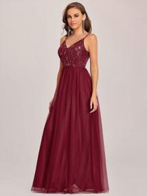 img 2 attached to Sparkling Sleeveless V-Neck Sequin Embroidery Tulle Long Dress For Weddings, Parties, And Evening Events - Ever-Pretty 50090