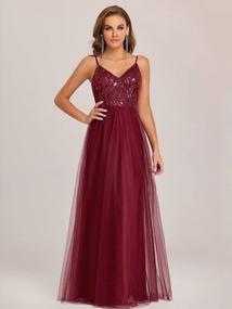 img 1 attached to Sparkling Sleeveless V-Neck Sequin Embroidery Tulle Long Dress For Weddings, Parties, And Evening Events - Ever-Pretty 50090