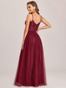 img 3 attached to Sparkling Sleeveless V-Neck Sequin Embroidery Tulle Long Dress For Weddings, Parties, And Evening Events - Ever-Pretty 50090