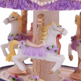 img 2 attached to Youtang Clockwork Mechanism 3-Horse Carousel Music Box Melody Carrying You From Castle In The Sky(Laputa)(Purple)