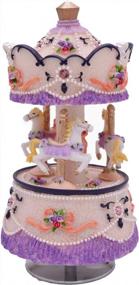img 4 attached to Youtang Clockwork Mechanism 3-Horse Carousel Music Box Melody Carrying You From Castle In The Sky(Laputa)(Purple)