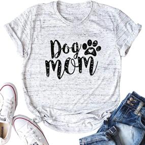 img 4 attached to Women's Funny Dog Paw Printed T-Shirt - 🐾 Dog Mom Tee with Short Sleeves & O Neck