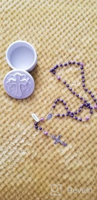 img 1 attached to Hedi 6Mm Purple Color Pearl Beads Rosary With 6Pcs Our Rose Our Facther Beads review by Doug Hammett