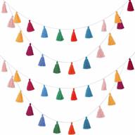цветная гирлянда с бахромой для домашнего украшения, свадьбы, дня рождения, праздника в честь рождения ребенка - готовая для использования, 4 штуки, длина бахромы 3,1 дюйма. логотип