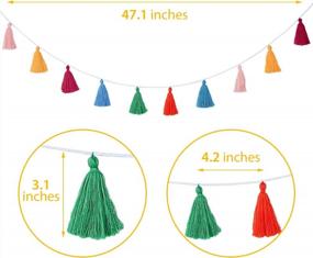 img 3 attached to Colorful Tassel Garland Banner for Home Decoration, Wedding, Birthday, Baby Shower Party Supplies - Pre-Assembled, 4 Pieces, 3.1 Inches Tassel Length