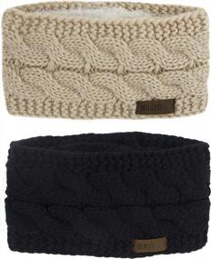 img 4 attached to Women Winter Warm Headband Fuzzy Fleece Lined Thick Cable Knit Head Wrap Ear Warmer