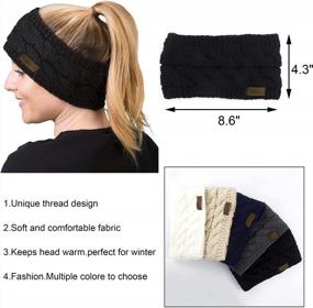 img 3 attached to Women Winter Warm Headband Fuzzy Fleece Lined Thick Cable Knit Head Wrap Ear Warmer