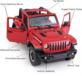 img 2 attached to RASTAR 1:14 Внедорожник с дистанционным управлением Jeep Wrangler JL RC Car, пружинная подвеска и открытая дверь игрушечного автомобиля для детей и взрослых, 2.4Ghz RED