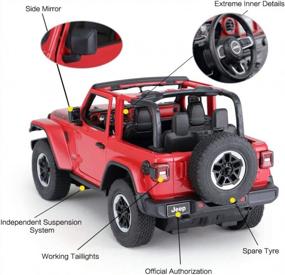 img 1 attached to RASTAR 1:14 Внедорожник с дистанционным управлением Jeep Wrangler JL RC Car, пружинная подвеска и открытая дверь игрушечного автомобиля для детей и взрослых, 2.4Ghz RED