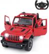 rastar 1:14 off-road remote control jeep wrangler jl rc car, spring suspension & door open toy vehicle for kids adults, 2.4ghz red logo