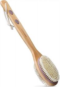 img 4 attached to Long-Handled Dual-Sided Back Scrubber For Shower With Exfoliating And Soft Bristles By MainBasics