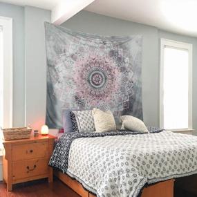 img 2 attached to Dremisland Pink & Grey Mandala Flower Tapestry - Bohemian Chic Wall Decor For Bedding & More