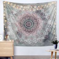 dremisland pink & grey mandala flower tapestry - bohemian chic wall decor for bedding & more логотип