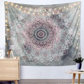 img 4 attached to Dremisland Pink & Grey Mandala Flower Tapestry - Bohemian Chic Wall Decor For Bedding & More
