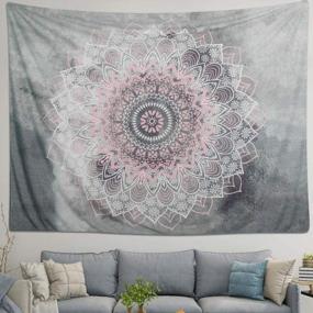 img 3 attached to Dremisland Pink & Grey Mandala Flower Tapestry - Bohemian Chic Wall Decor For Bedding & More