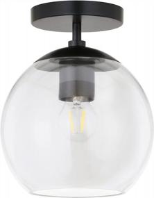 img 3 attached to Stylish Matte Black And Clear Glass Semi Flush Mount - Bartlett 9" Wide