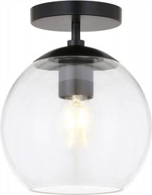 img 2 attached to Stylish Matte Black And Clear Glass Semi Flush Mount - Bartlett 9" Wide