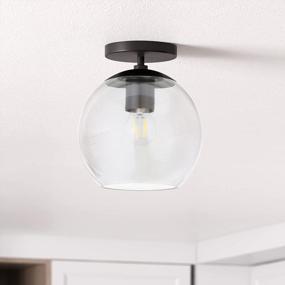 img 4 attached to Stylish Matte Black And Clear Glass Semi Flush Mount - Bartlett 9" Wide