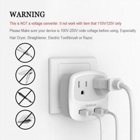 img 2 attached to Germany France Travel Power Adapter,TESSAN Schuko Plug With 2 USB Ports 2 AC Outlets, US To European Europe German French Spain Iceland Norway Russia Korea Adaptor(Type E/F)