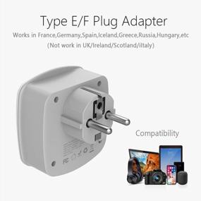 img 1 attached to Germany France Travel Power Adapter,TESSAN Schuko Plug With 2 USB Ports 2 AC Outlets, US To European Europe German French Spain Iceland Norway Russia Korea Adaptor(Type E/F)