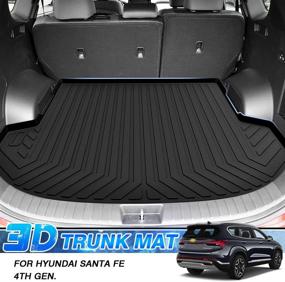 img 3 attached to Top-rated T TGBROS Custom Fit Car Cargo Mat for 2019-2020 Hyundai Santa Fe - Non-Slip TPO Material, All-Weather & Odorless - 5 Passenger Rear Trunk Liner!