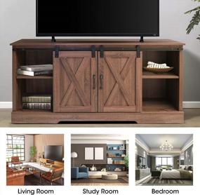 img 2 attached to Rustic Yet Modern: Windaze Farmhouse Sliding Barn Door TV Stand For TVs Up To 65 Inches In Bedroom Or Living Room