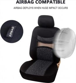 img 1 attached to Защитите свои автомобильные сиденья стильно: чехлы для автомобильных сидений с черным принтом AUTOYOUTH — полный набор из 9 шт. — подходят для 3 типов разъемов — серый цвет.