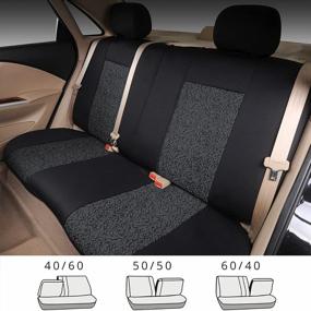 img 2 attached to Защитите свои автомобильные сиденья стильно: чехлы для автомобильных сидений с черным принтом AUTOYOUTH — полный набор из 9 шт. — подходят для 3 типов разъемов — серый цвет.