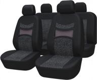 protect your car seats in style: autoyouth black print car seat covers – full set of 9pcs – fits 3 types of splits – gray color. logo