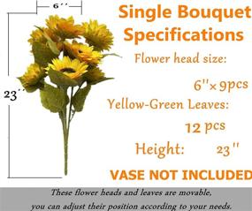 img 2 attached to UKELER Yellow Artificial Sunflowers 23 Inch In Height Handmade Fake Flowers With Stems Sunflowers Bouquet For Wedding Decoration, DIY Garden Decor, Party Decor, 9 Big Flowers Per Bunch