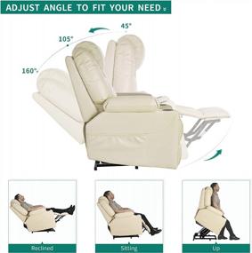 img 1 attached to YITAHOME Electric Lift Chair With Heat And Massage For Elderly, Faux Leather Recliner Sofa With 2 Cup Holders, Side Pockets & Remote Control - Ideal For Living Room In White