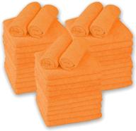 🧺 36-pack of large microfiber cleaning towels: ultra soft plush wash-cloth, premium professional grade micro-fiber detailing cleaning cloths for car, household, and commercial use (orange, 16"x16") logo