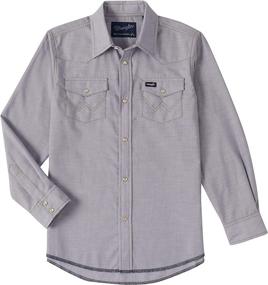 img 1 attached to Wrangler Sleeve Western Chambray X Large Boys' Clothing: Trendy Tops, Tees & Shirts for Style-conscious Kids