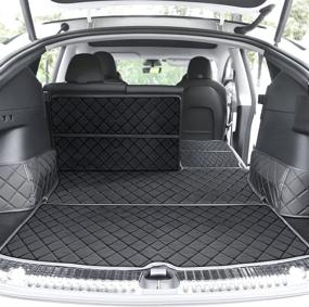 img 2 attached to 🐾 Waterproof Cargo Liner and Rear Seat Cover for Tesla Model Y - ThinSGO Tesla Model Y Trunk Pet Mat for Dogs