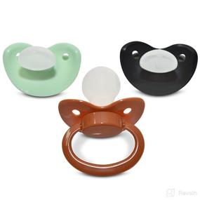 img 1 attached to J&Or Classic Original Adult Sized Pacifier Dummy - 3 Color Pack: Brown Coffee, Spicy Mint, Black Mamba