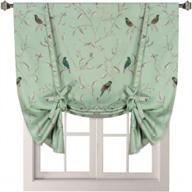 thermal insulated blackout small window curtain adjustable tie up shade rod pocket short curtain for kitchen - 42" wide x 63" long, sage birds pattern logo