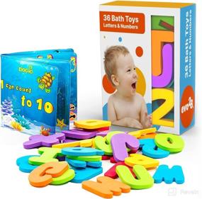 img 4 attached to EVO28 Baby Bath Toys: Alphabet Letters and Numbers - Waterproof 🛁 Inflatable Book Included. Educational Fun and Learning for Infants, Toddlers, and Kids.