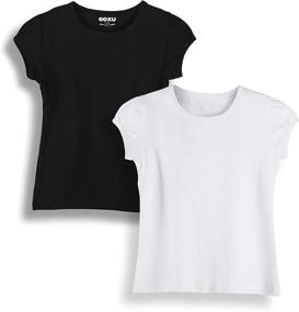 img 4 attached to 👚 Comfortable and Stylish GOXU Toddler Sleeve Crewneck Tops, Tees & Blouses for Girls