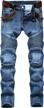 enrica men's straight slim fit ripped distressed jeans with patches pants 2 logo