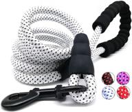 🐾 maypaw white dog leash - heavy duty rope with comfortable padded handle for outdoor walking and training - ideal leash for large and medium dogs (1/2'' 6ft, white with black dot pattern) logo