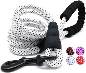 img 4 attached to 🐾 MayPaw White Dog Leash - Heavy Duty Rope with Comfortable Padded Handle for Outdoor Walking and Training - Ideal Leash for Large and Medium Dogs (1/2'' 6ft, White with Black Dot Pattern)