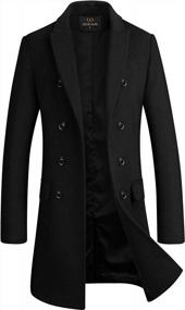 img 4 attached to Men'S Premium Wool Blend Double Breasted Long Pea Coat: Stay Warm In Style!