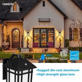 img 3 attached to LEONLITE Dusk To Dawn LED Outdoor Wall Lights - ETL & ES Listed, 14W, 1219Lm, 3000K Warm White Porch Light Fixtures W/ Frosted Glass