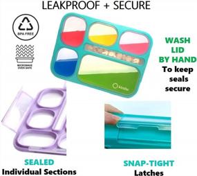 img 1 attached to Leakproof Kinsho Bento Lunch Box With 6 Compartments For Kids & Adults: Perfect Portion Control For School, Daycare Or Work - BPA-Free, Includes Utensils And Comes In Purple Teal